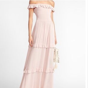 Express Pink Ruffle Floor Length Dress